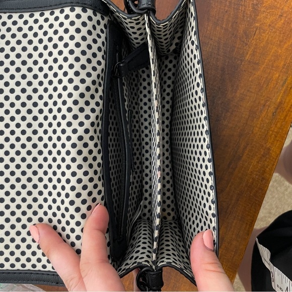 Gianni Binni black studded crossbody/ clutch purse with polka dot interior - Picture 12 of 13